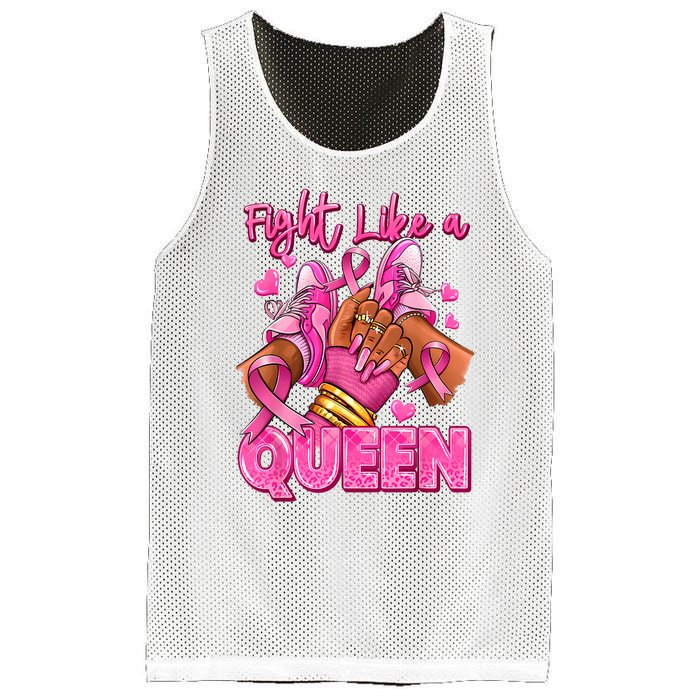 Afro Queen Black Women Breast Cancer Survivor Ribbon Mesh Reversible Basketball Jersey Tank