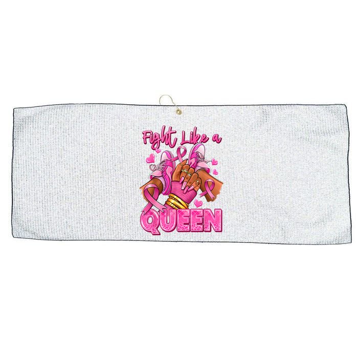 Afro Queen Black Women Breast Cancer Survivor Ribbon Large Microfiber Waffle Golf Towel