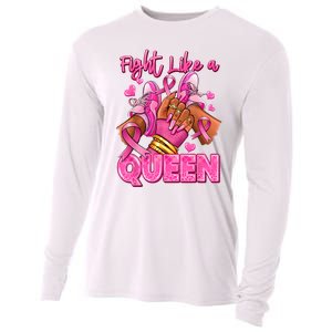 Afro Queen Black Women Breast Cancer Survivor Ribbon Cooling Performance Long Sleeve Crew