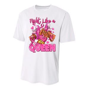 Afro Queen Black Women Breast Cancer Survivor Ribbon Performance Sprint T-Shirt