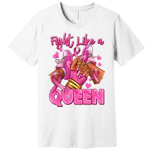 Afro Queen Black Women Breast Cancer Survivor Ribbon Premium T-Shirt