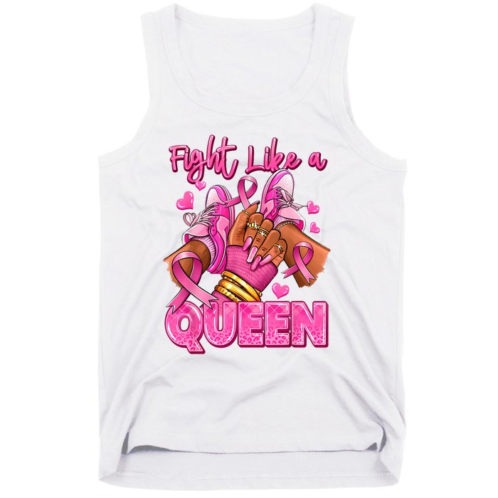 Afro Queen Black Women Breast Cancer Survivor Ribbon Tank Top