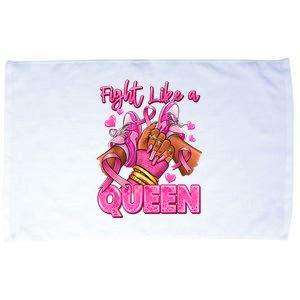 Afro Queen Black Women Breast Cancer Survivor Ribbon Microfiber Hand Towel