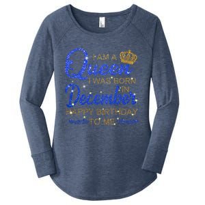 A Queen Born Was In December Happy Birthday To Me Funny Gift Women's Perfect Tri Tunic Long Sleeve Shirt