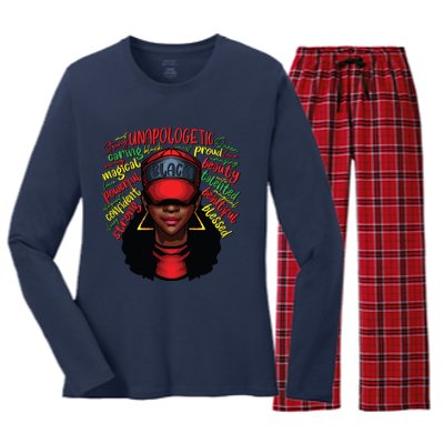 African Queen Black History Month African American Ladies Women's Long Sleeve Flannel Pajama Set 