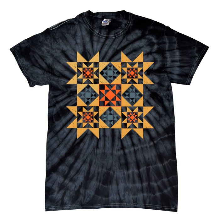 Autumn Quilt Block Cute Tie-Dye T-Shirt