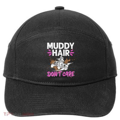 Atv Quad Biker Four Wheeler Vintage Muddy Hair Don't Care Gift 7-Panel Snapback Hat