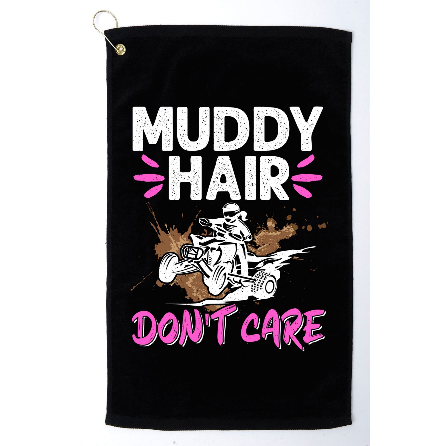 Atv Quad Biker Four Wheeler Vintage Muddy Hair Don't Care Gift Golf Towel