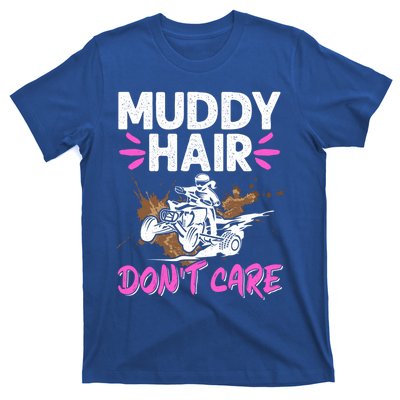 Atv Quad Biker Four Wheeler Vintage Muddy Hair Don't Care Gift T-Shirt