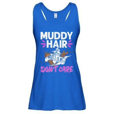 Atv Quad Biker Four Wheeler Vintage Muddy Hair Don't Care Gift Ladies Essential Flowy Tank