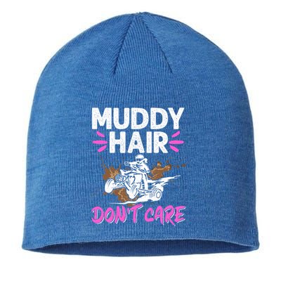 Atv Quad Biker Four Wheeler Vintage Muddy Hair Don't Care Gift Sustainable Beanie