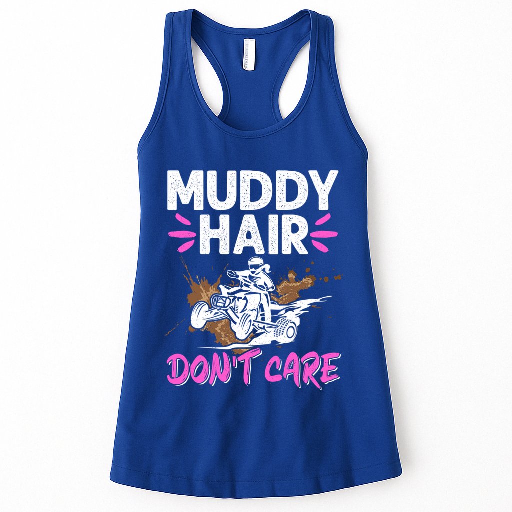 Atv Quad Biker Four Wheeler Vintage Muddy Hair Don't Care Gift Womens Tank Top