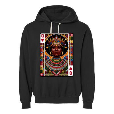 African Queen Card Melanin Black Pride Blm Juneteenth Garment-Dyed Fleece Hoodie