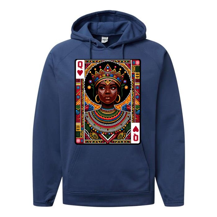 African Queen Card Melanin Black Pride Blm Juneteenth Performance Fleece Hoodie