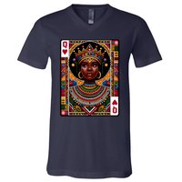 African Queen Card Melanin Black Pride Blm Juneteenth V-Neck T-Shirt