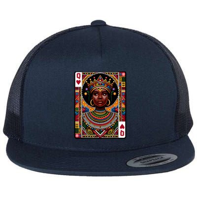 African Queen Card Melanin Black Pride Blm Juneteenth Flat Bill Trucker Hat