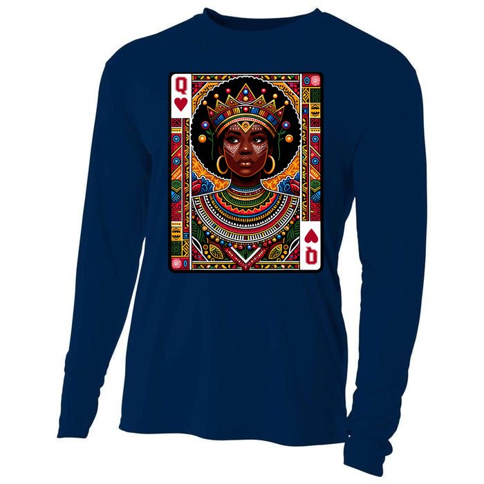 African Queen Card Melanin Black Pride Blm Juneteenth Cooling Performance Long Sleeve Crew