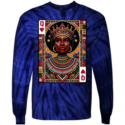 African Queen Card Melanin Black Pride Blm Juneteenth Tie-Dye Long Sleeve Shirt