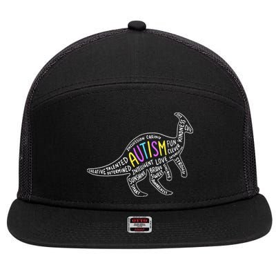 Autism Quotes Dinosaur 7 Panel Mesh Trucker Snapback Hat