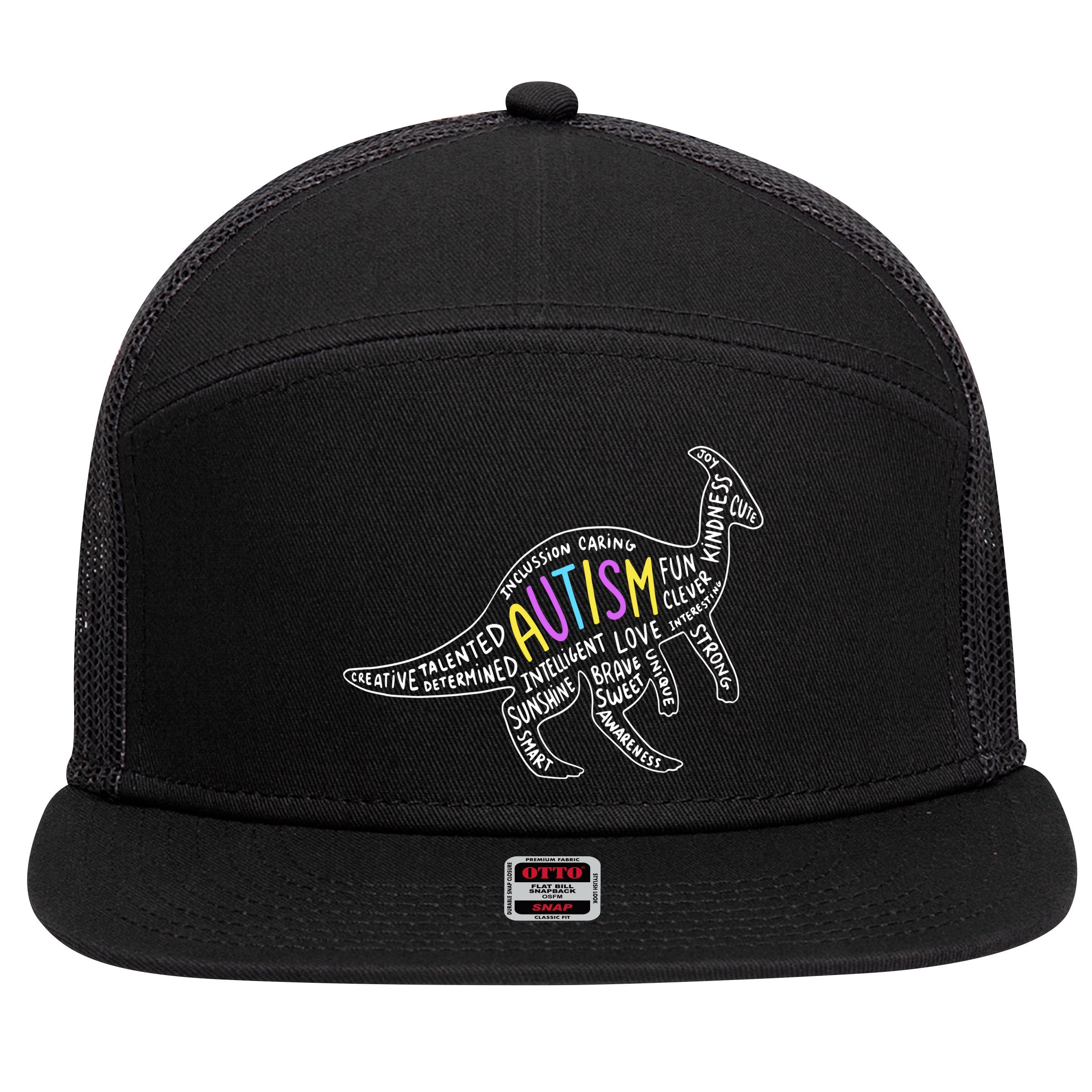 Autism Quotes Dinosaur 7 Panel Mesh Trucker Snapback Hat