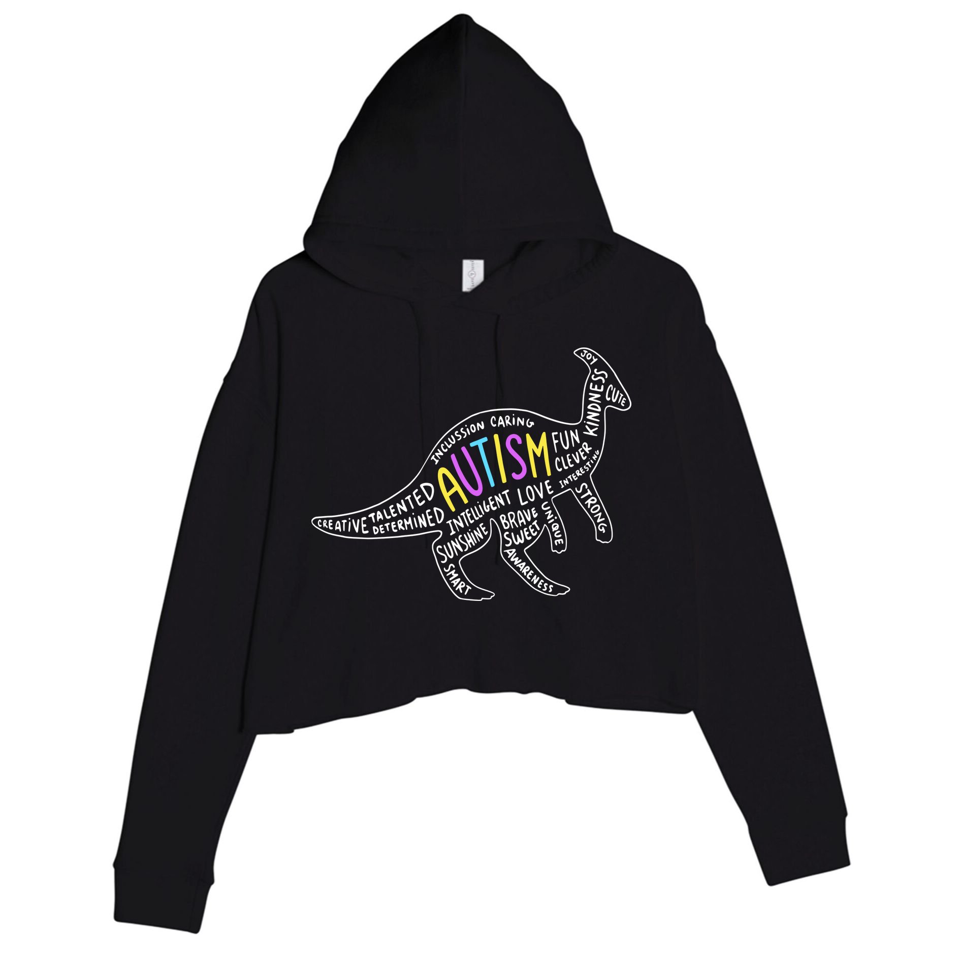 Autism Quotes Dinosaur Crop Fleece Hoodie