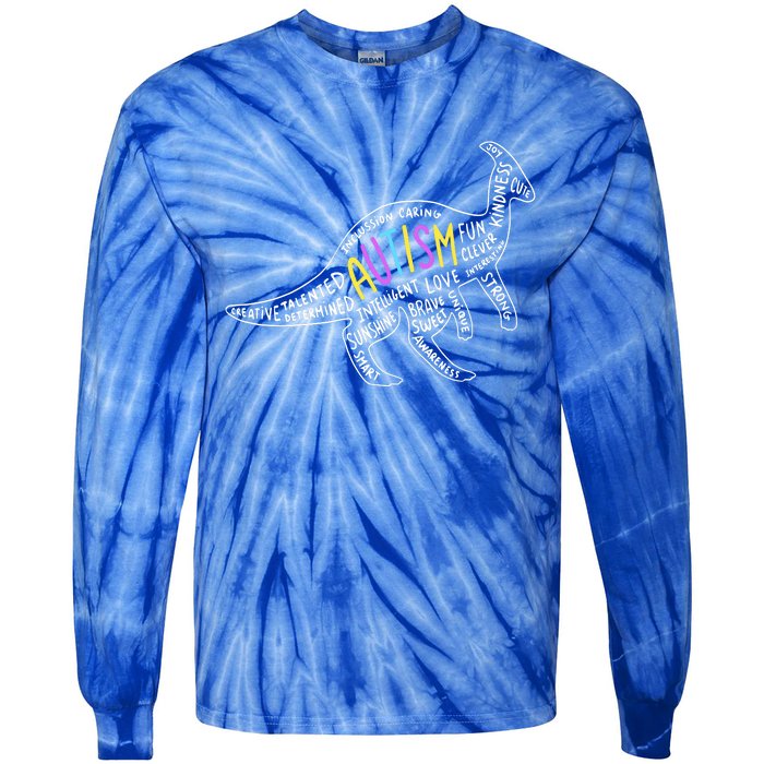 Autism Quotes Dinosaur Tie-Dye Long Sleeve Shirt