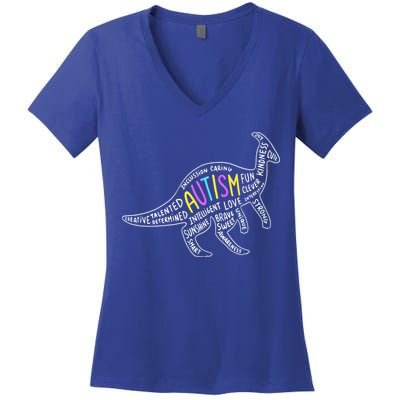 Autism Quotes Dinosaur Women's V-Neck T-Shirt