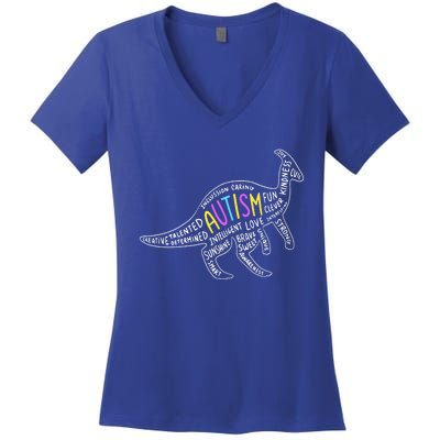 Autism Quotes Dinosaur Women's V-Neck T-Shirt