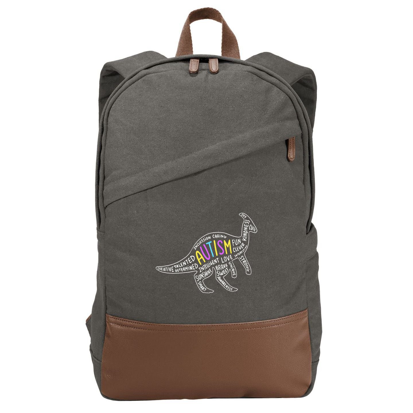 Autism Quotes Dinosaur Cotton Canvas Backpack