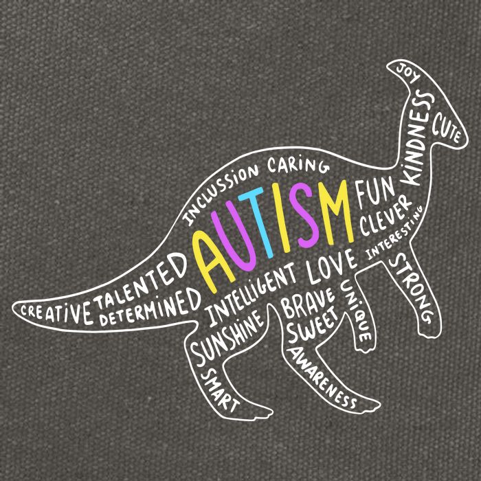 Autism Quotes Dinosaur Cotton Canvas Backpack