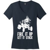 ATV Quad Four Wheeler Gear Off Roading ATV Quad Racing Women's V-Neck T-Shirt