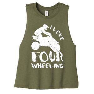 ATV Quad Four Wheeler Gear Off Roading ATV Quad Racing Women's Racerback Cropped Tank