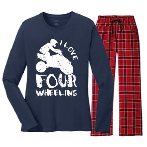 ATV Quad Four Wheeler Gear Off Roading ATV Quad Racing Women's Long Sleeve Flannel Pajama Set 