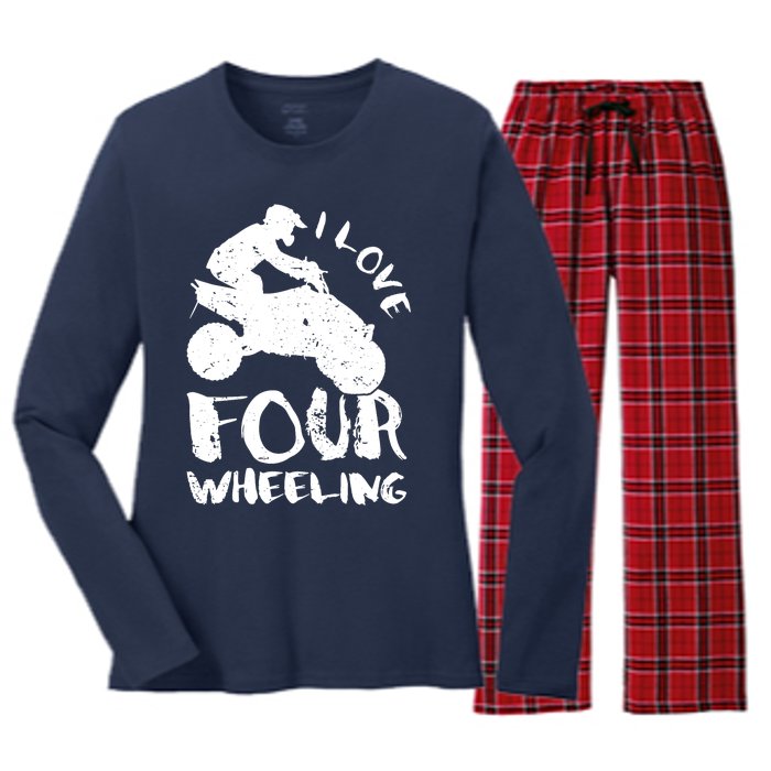 ATV Quad Four Wheeler Gear Off Roading ATV Quad Racing Women's Long Sleeve Flannel Pajama Set 