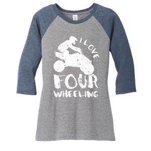 ATV Quad Four Wheeler Gear Off Roading ATV Quad Racing Women's Tri-Blend 3/4-Sleeve Raglan Shirt