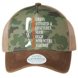 Amputee Quote Funny Leg Prosthetic Legged Surgery Graphic Legacy Tie Dye Trucker Hat