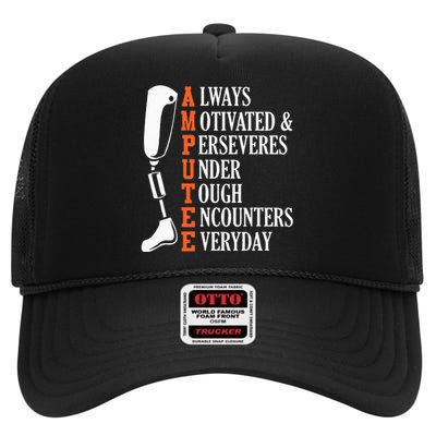 Amputee Quote Funny Leg Prosthetic Legged Surgery Graphic High Crown Mesh Back Trucker Hat