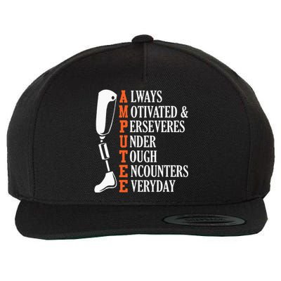 Amputee Quote Funny Leg Prosthetic Legged Surgery Graphic Wool Snapback Cap