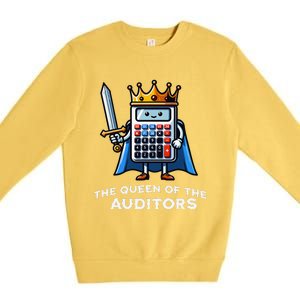 Auditor Queen Funny Illustration Calculator Tax Auditing Premium Crewneck Sweatshirt