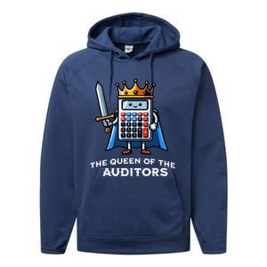 Auditor Queen Funny Illustration Calculator Tax Auditing Performance Fleece Hoodie