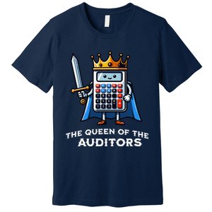 Auditor Queen Funny Illustration Calculator Tax Auditing Premium T-Shirt