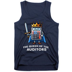 Auditor Queen Funny Illustration Calculator Tax Auditing Tank Top