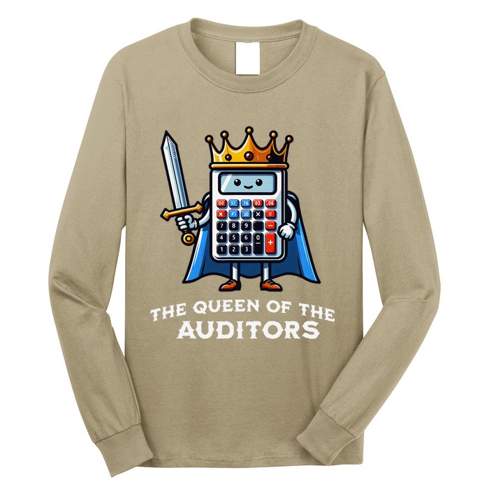 Auditor Queen Funny Illustration Calculator Tax Auditing Long Sleeve Shirt