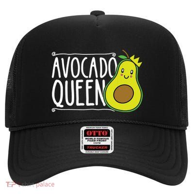 Avocado Queen Funny Avocado Lover Women Girl Avocado High Crown Mesh Back Trucker Hat