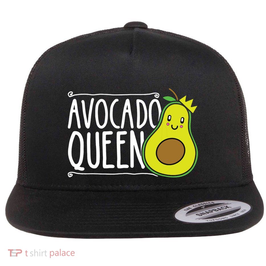 Avocado Queen Funny Avocado Lover Women Girl Avocado Flat Bill Trucker Hat