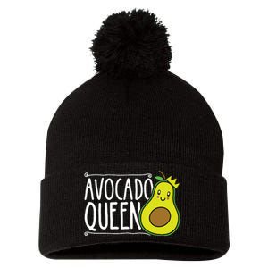 Avocado Queen Funny Avocado Lover Women Girl Avocado Pom Pom 12in Knit Beanie