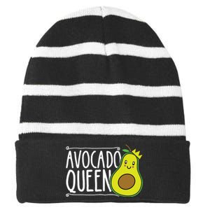 Avocado Queen Funny Avocado Lover Women Girl Avocado Striped Beanie with Solid Band