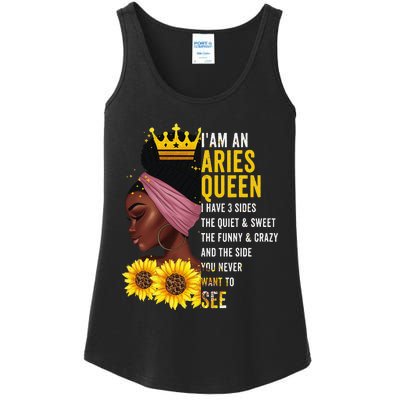 Aries Queen I have 3 Sides Funny April Wo Birthday Ladies Essential Tank