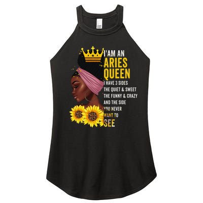 Aries Queen I have 3 Sides Funny April Wo Birthday Women’s Perfect Tri Rocker Tank