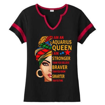 Aquarius queen I am stronger birthday gift Aquarius zodiac Ladies Halftime Notch Neck Tee